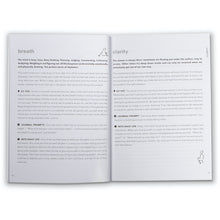 Load image into Gallery viewer, Sit in the City guidebook open to breath meditation on left page and meditation for clarity on right
